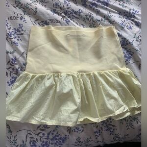 ZARA | Yellow Rib Knit Strapless Peplum Blouse Tube Top